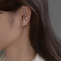 2pcs genuine 925 sterling silver simple asymmetrical ear cuffs non pierced minimalist cartilage earrings fine jewelry for women