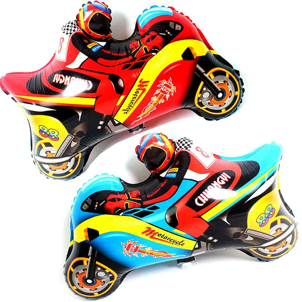 

10pcs/Set Vehicles Motocross Racing MotorbikeFoil Balloon Kids Boy Birthday Baby Shower Racing Theme Party Decoration Blue Red