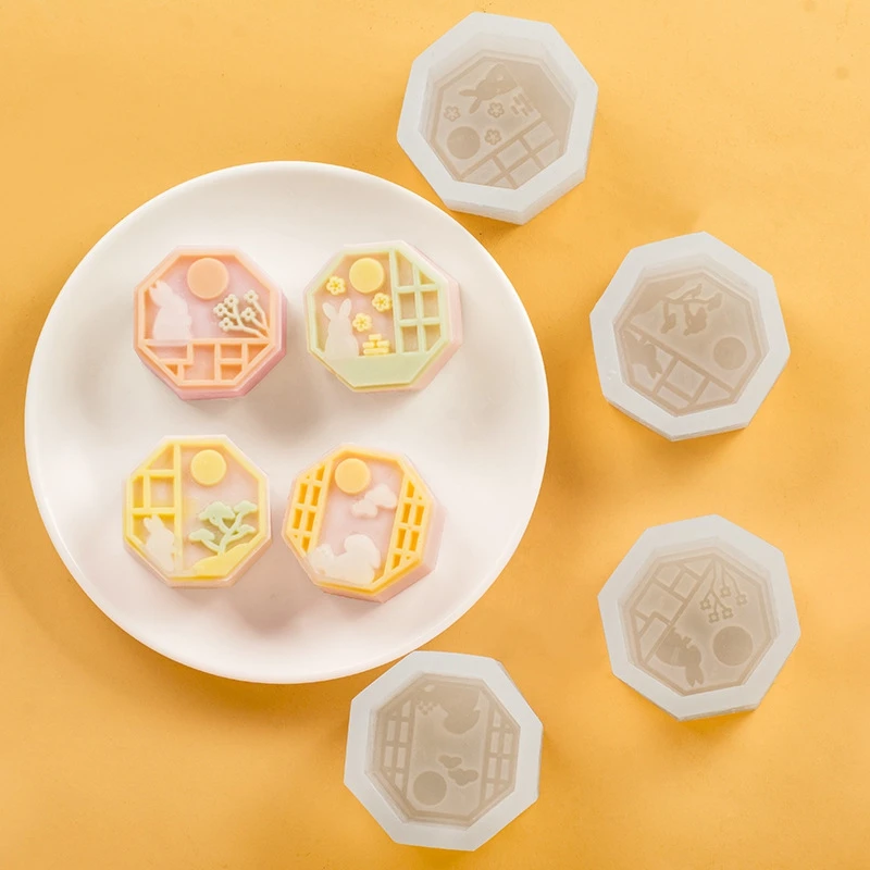 

Striped Mooncake Silicone Mold Mid-Autumn Snowskin Cake Pineapple Crisp Pudding Jelly Handmade Soap Candle Mold Baking Tools