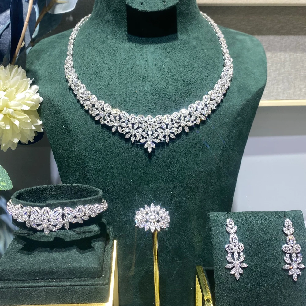 

TIRIM Elegant Bridal Necklace Set for Women Cubic Zirconia Wedding Jewelry Sets Dubai Saudi Arabia Brides Accessories jewelry