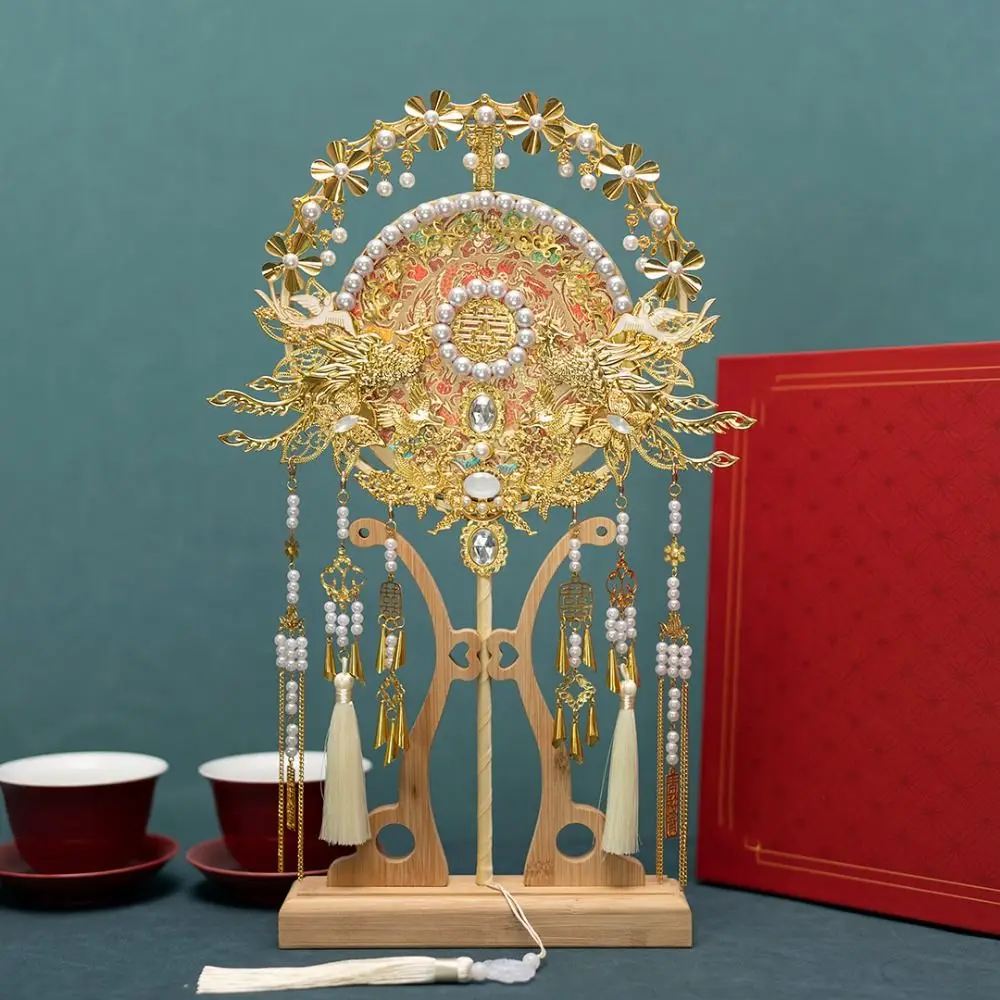 Элегантный веер в китайском стиле для свадебной группы с узором Феникса Xiuhe