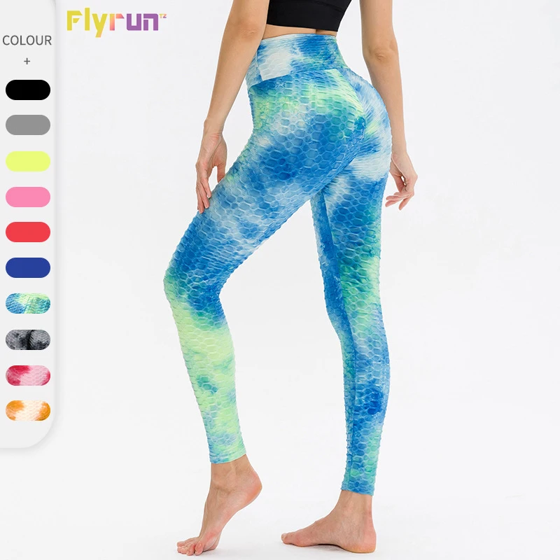 

Women's Sports Yoga Pleated Pants Tie Dyed High Waist Hip Lifting Gym Pants Tight Quick Drying Breathable Fitness Pants Jogging