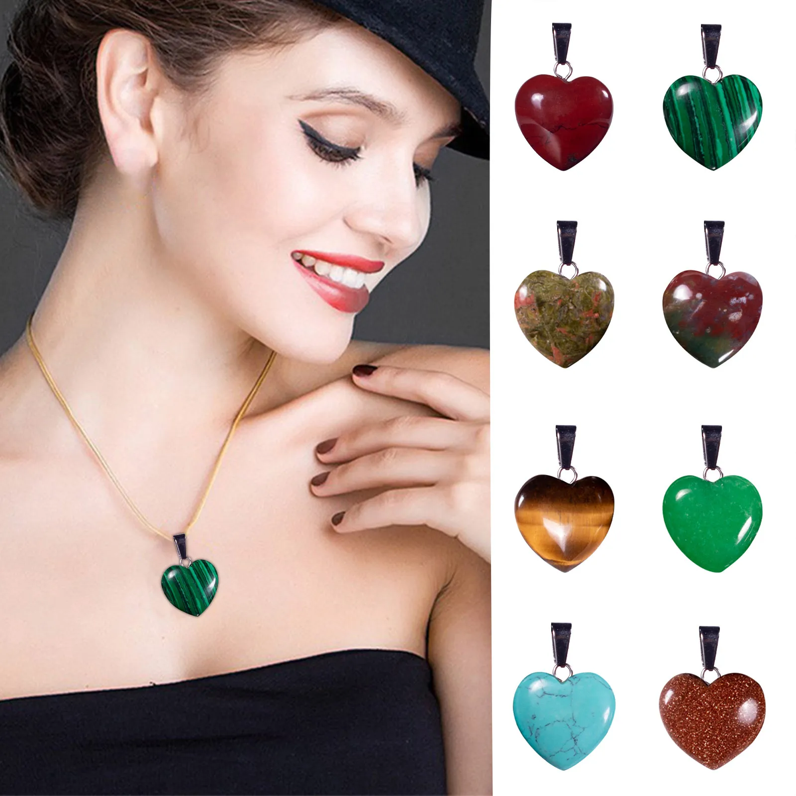 

Ожерелья с подвеской в виде сердца из натурального камня