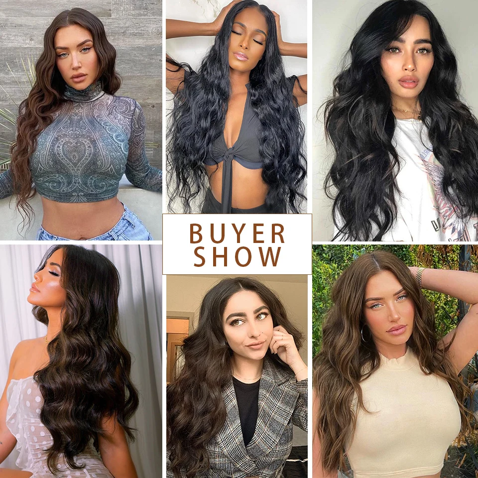 AISI HAIR Синтетические длинные волнистые накладные волосы на зажиме для