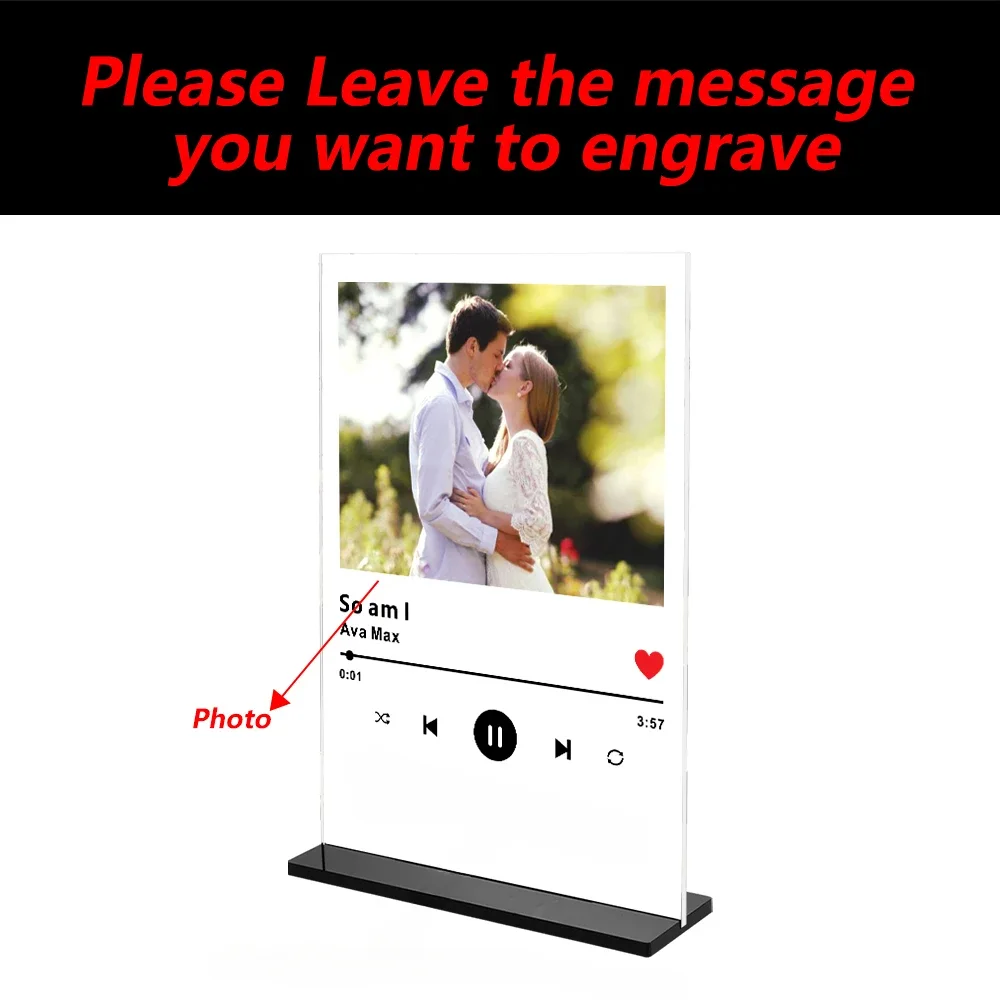 Персонализированная акриловая музыкальная доска с подставкой для фото кода