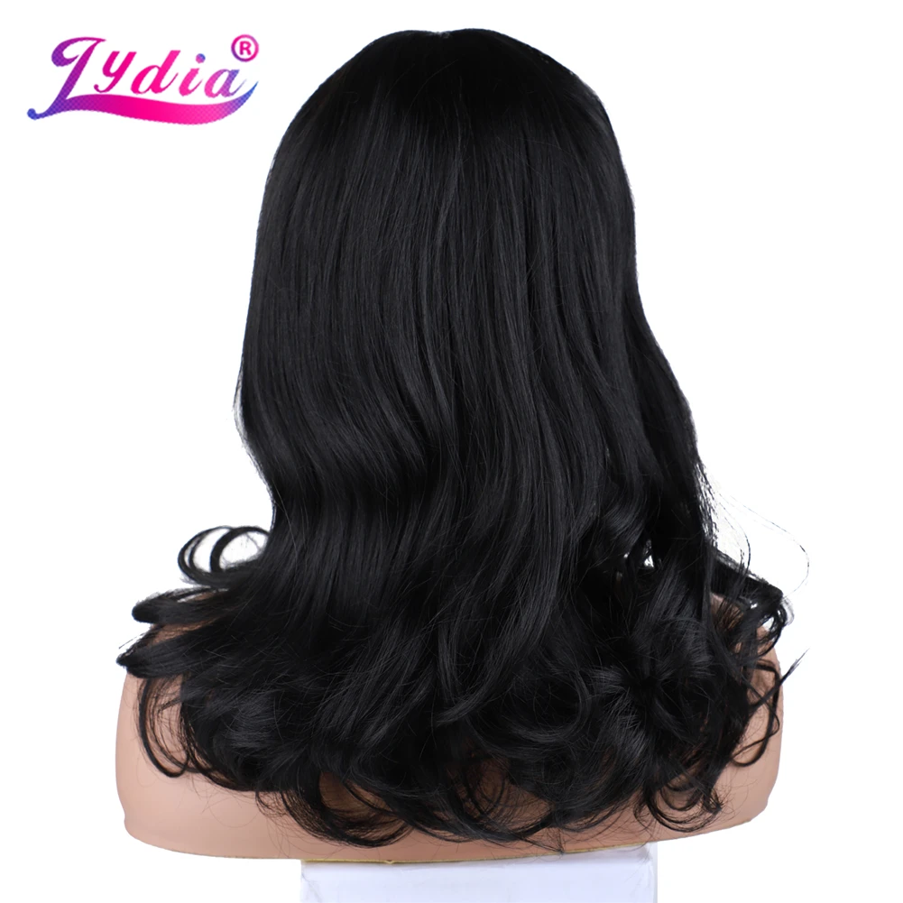 Lydia синтетические парики среднего размера с аккуратной челкой прямые черные