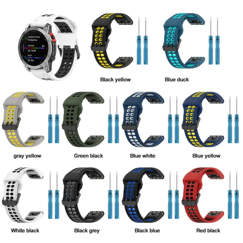 

Unisex Breathable Silicone Strap Two-color Watchband Smart Accessories For Garmin Enduro2 Strap 26mm Waterproof Watch Strap