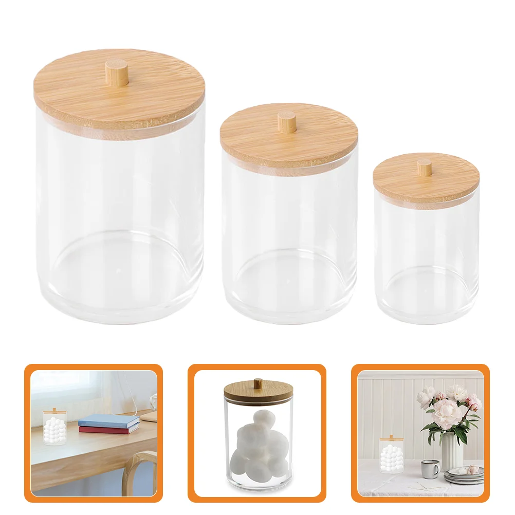 

3 Pcs Clear Cotton Jars Cotton Swab Dispenser Organizers Cotton Holder