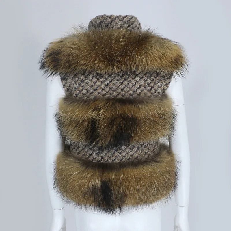 Лидер продаж новинка осень-зима 2024 шерстяной тканый Меховой жилет с натуральным