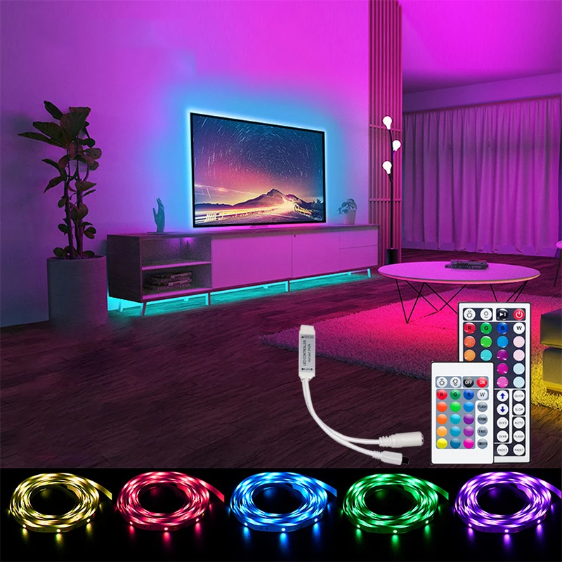 

30M Led Strips 5050 RGB 44Key 44key Mini Control Led TV Strip BackLight Desktop Wall Room Lights Lighting LED PLUG US/EU/AU/UK