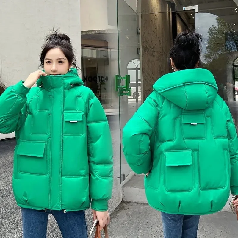 

Корейская версия, свободная верхняя одежда 2022, утепленная Женская Стеганая куртка, теплое плотное пальто с хлопковой подкладкой, Женское зи...