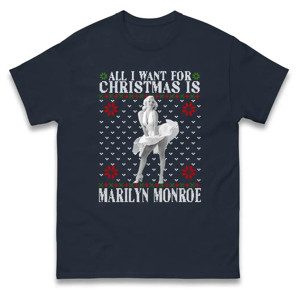 Все что я хочу на Рождество — футболка Мэрилин Монро забавная праздничная
