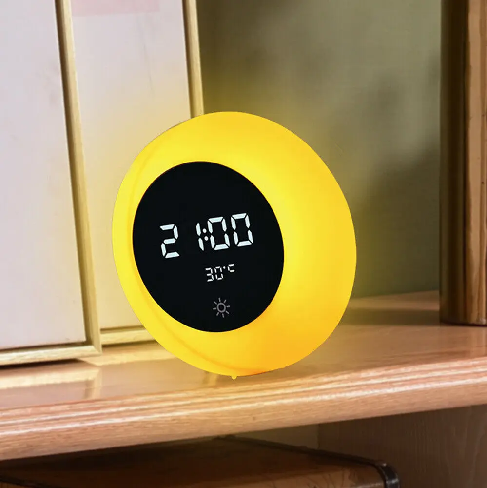 1Pc Wake-Up Alarm Sunrise Clock Led Touch Night Light Fm Rad