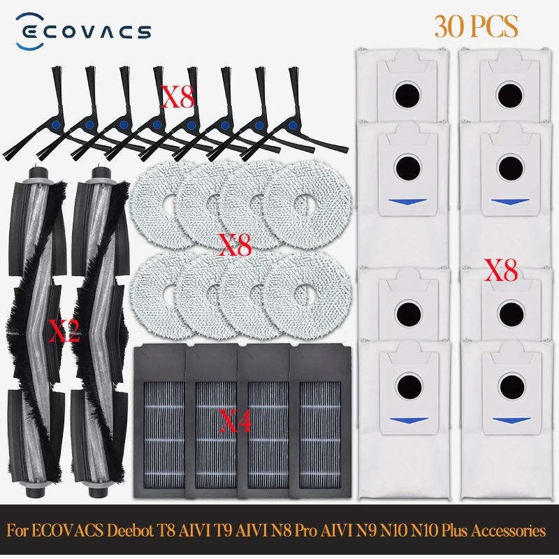 

Для Ecovacs Deebot X2 omni / X2 Pro / X2 Робот-пылесос Аксессуары Ролик Основная боковая щетка Hepa Фильтр Швабра Ткань Детали мешка для пыли