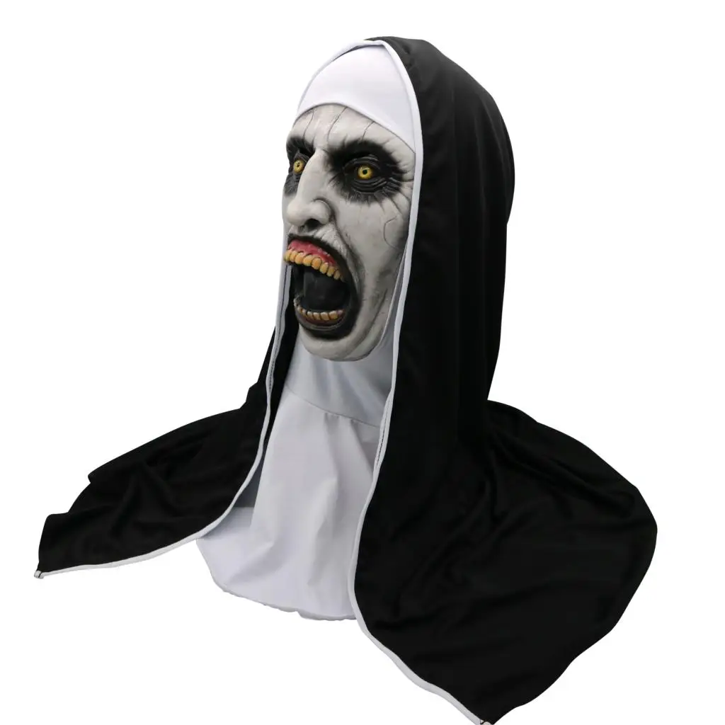 

Halloween Horror Mask Cosplay Valak Scary Latex Masks With Headscarf Full Face Helmet Halloween Props Party Decoration Supplies