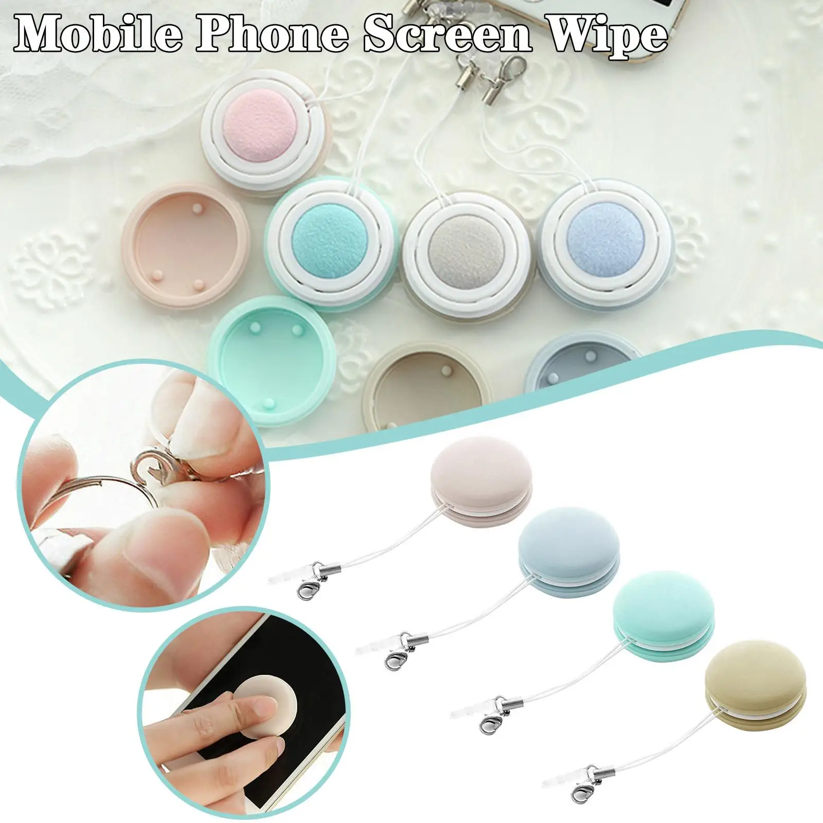 

Mini Candy Color Glasses Cleaning Brush Soft Fannel Material Mobile Phone Screen Wipe Cleaning Tool With Portable Keychain