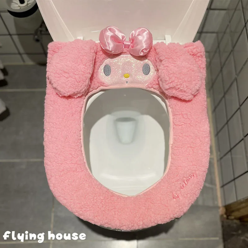 

Kawaii Sanrios Toilet Cushion Cute Kuromi My Melody Cinnamoroll Cartoon Thickening Toilet Cushion Decorative Toy for Girls Gift