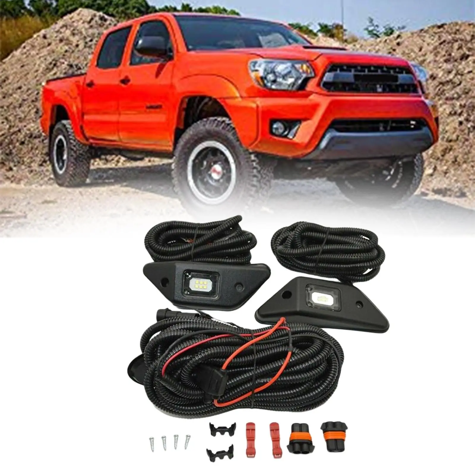 

Auto LED Cargo Bed Lighting Kit, Replacement 00016-34187 0001634187 Wiring Harness Kit Fits for Toyota for tacoma 2015-2018