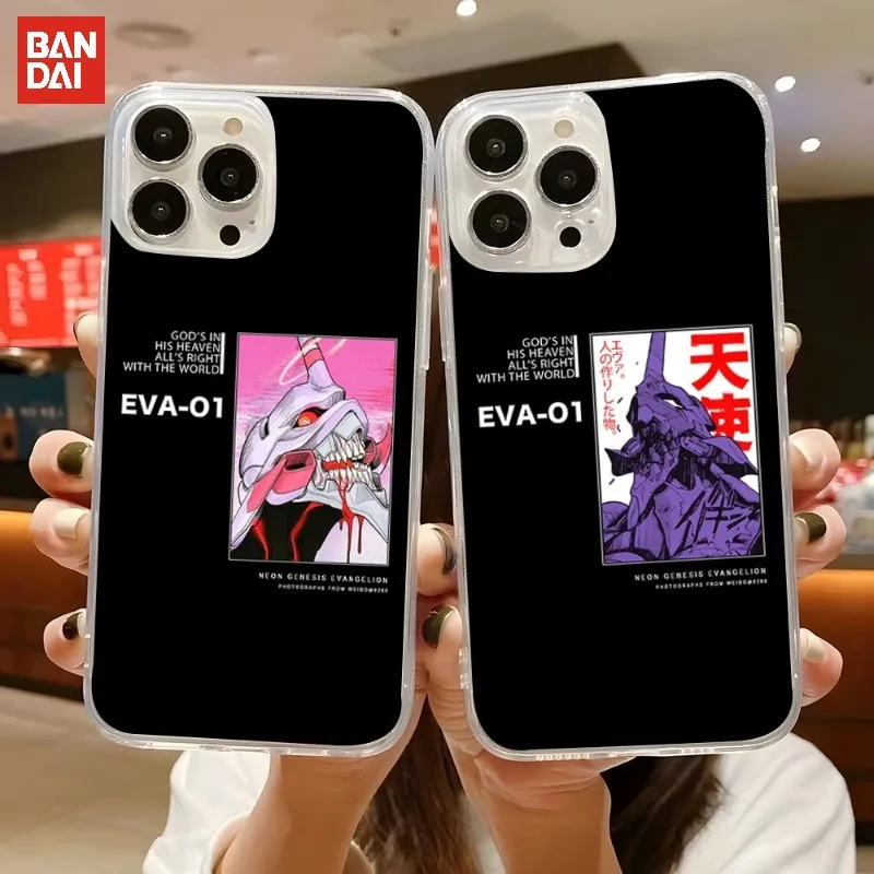 

BANDAI Evangelion Phone Case For Iphone 13 11 12 Pro Max Mini 6 6s 7 8 Plus X XR XS XSMax SE2020 Transparent Funda Shell Cover