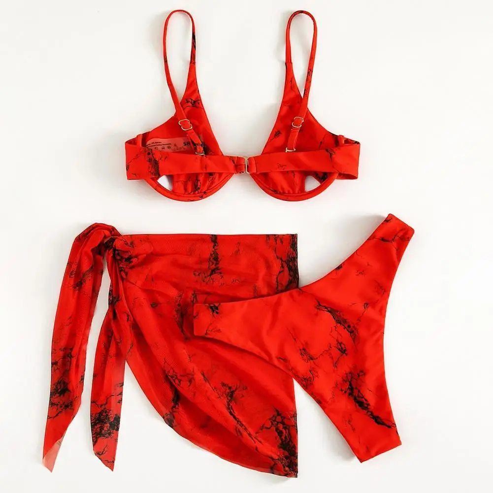 

3Pcs/Set Popular Women Swimsuit Underwire Three-piece Women Bikini Off Shoulder Push Up Split Bikini