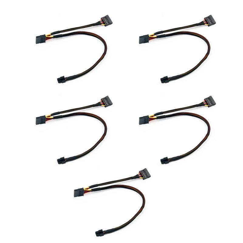 

5Pcs Mini 6Pin to 15Pin X2 SATA Power Cable Cord for DELL Vostro 3650 3653 3655 Desktop Computer HDD SSD Expansion Cable