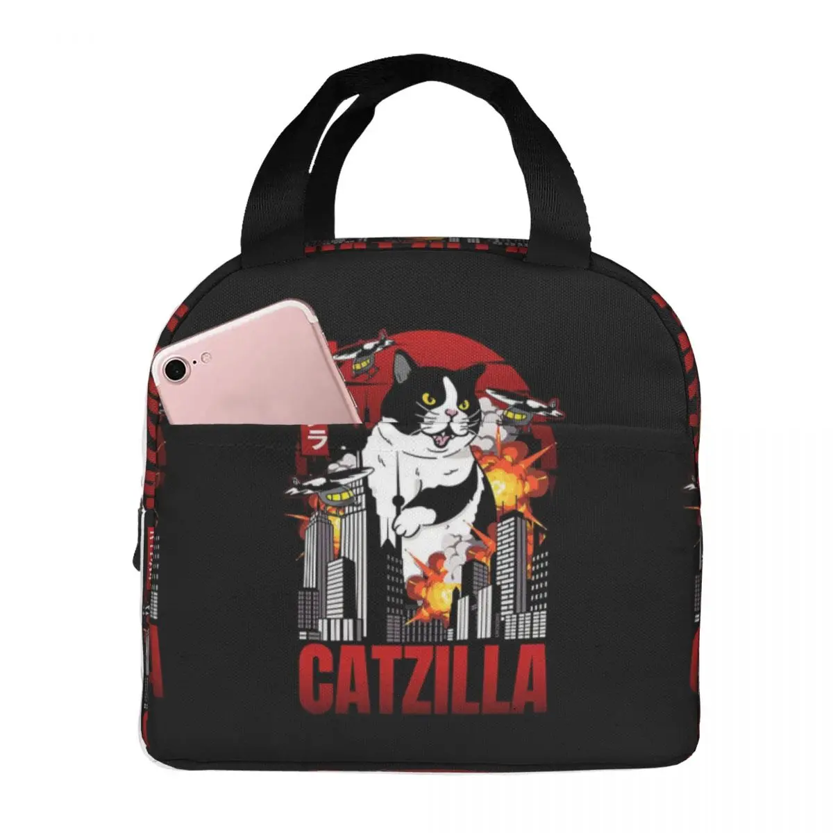 

Винтажные сумки Catzilla Sunset с изображением кошек, для влюбленных, Термосумка, Ланч-бокс, сумка для женской работы, школы