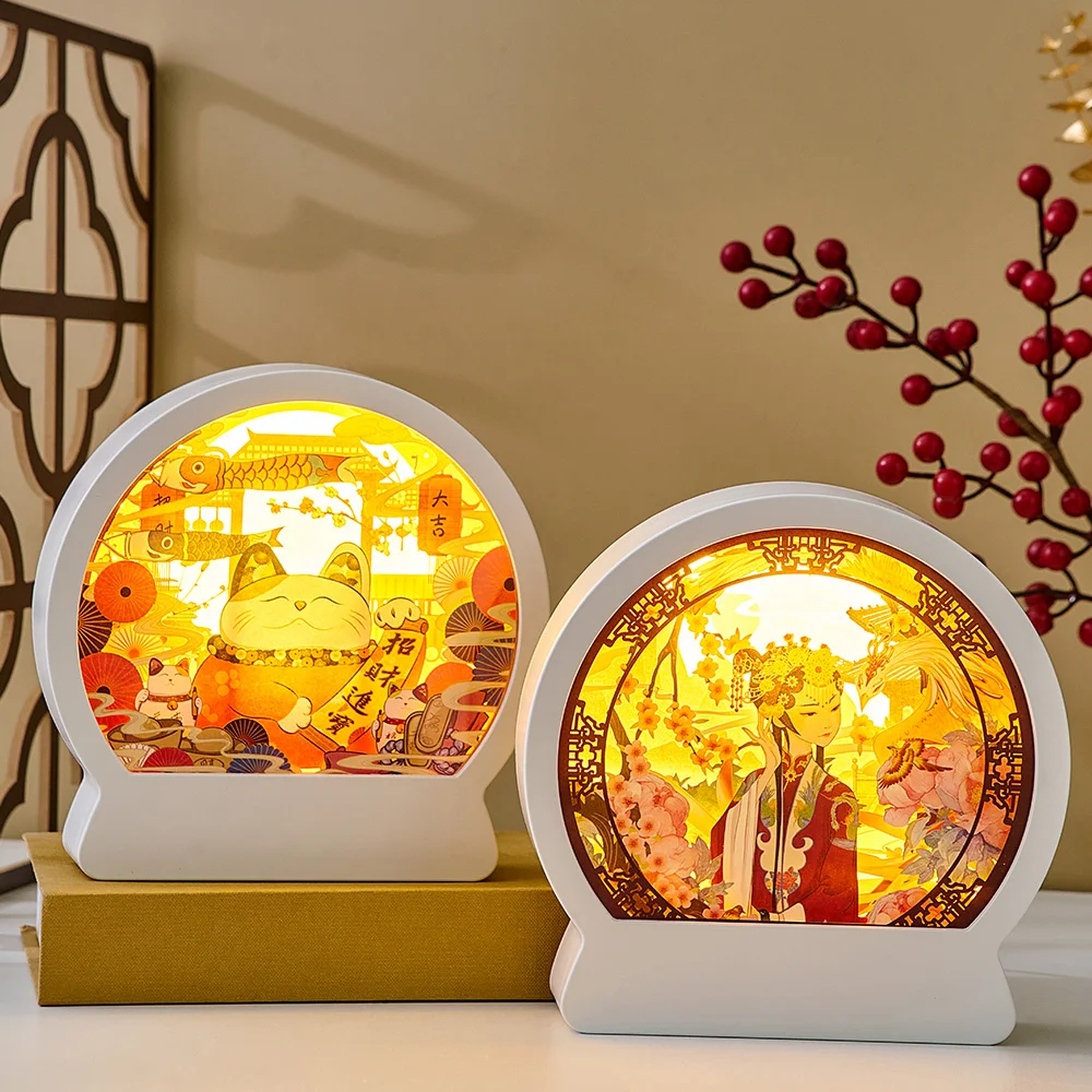 Ночной светильник в китайском стиле с вырезами из бумаги домашний декор