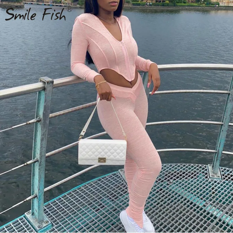 

Облегающий спортивный костюм, осенние спортивные костюмы, женские топы на молнии с длинным рукавом и капюшоном, длинные брюки, комплект из д...