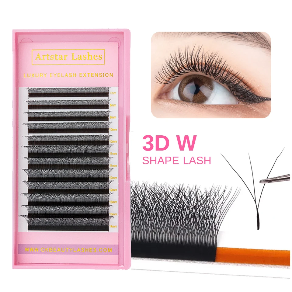 

ARTSTAR 3D Eyelashes Automatic Flowering Premade Fan Fake Lashes C/D Curl W Style Faux Mink Natural Soft False Eyelashes