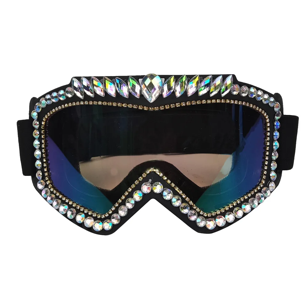 

Steampunk Cyberpunk Design Fantasy Goggles Luxury Rhinestone Eyeglasses Pilot Goggles for Music Festival Sunglass Party Props