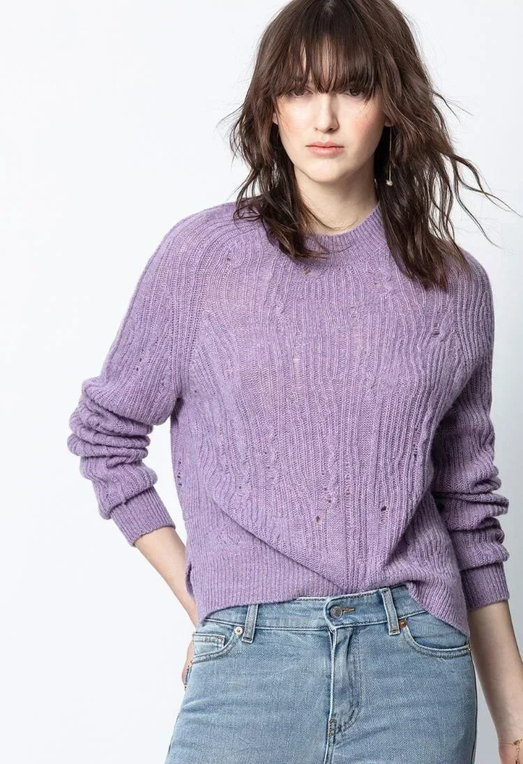 Осень и зима новый французский нишевый ZV женский вязаный крючком полый