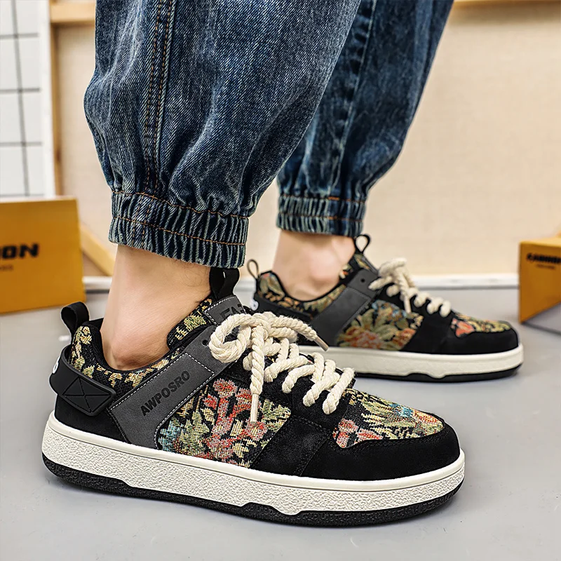 2022 Fashion Print Black Canvas Sneakers for Men Women Low Flat Skateboard Sneakers Mens Sports Shoes Trainers Zapatillas Skate