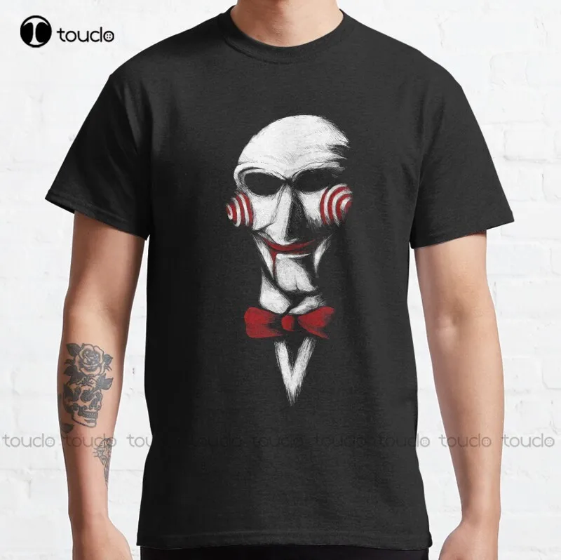 

New Lets Play A Game Horror Halloween Killer Serial Jigsaw Saw Movie Classic T-Shirt Work Shirts Cotton Tee Shirt S-3Xl