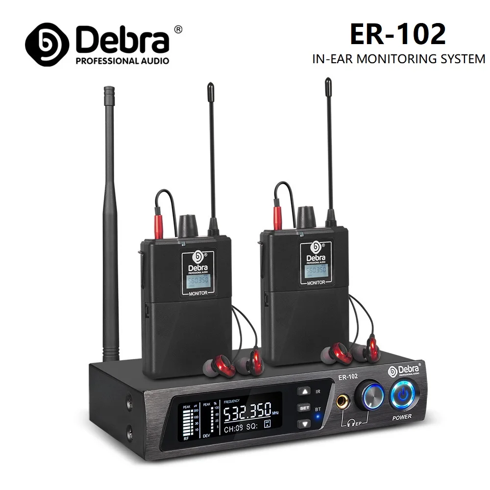 Debra Audio ER-102 UHF Wireless In Ear Monitor System Professional with Monitoring Type for Stage, Recording Studio, Musicians