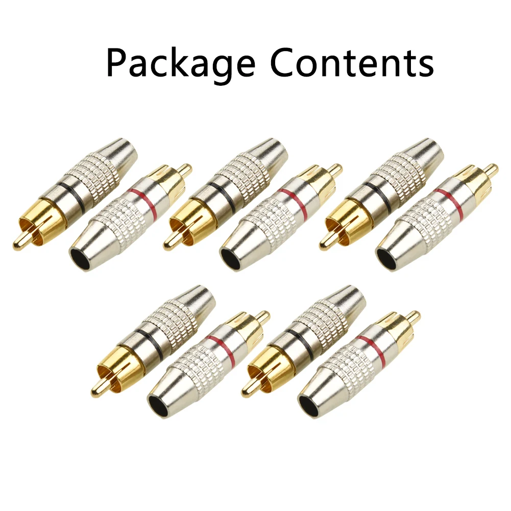 

10pcs RCA Male Plug Audio Video Locking Cable Connector Gold Plated RCA Plug Connector For Audio Video Cable High Quality