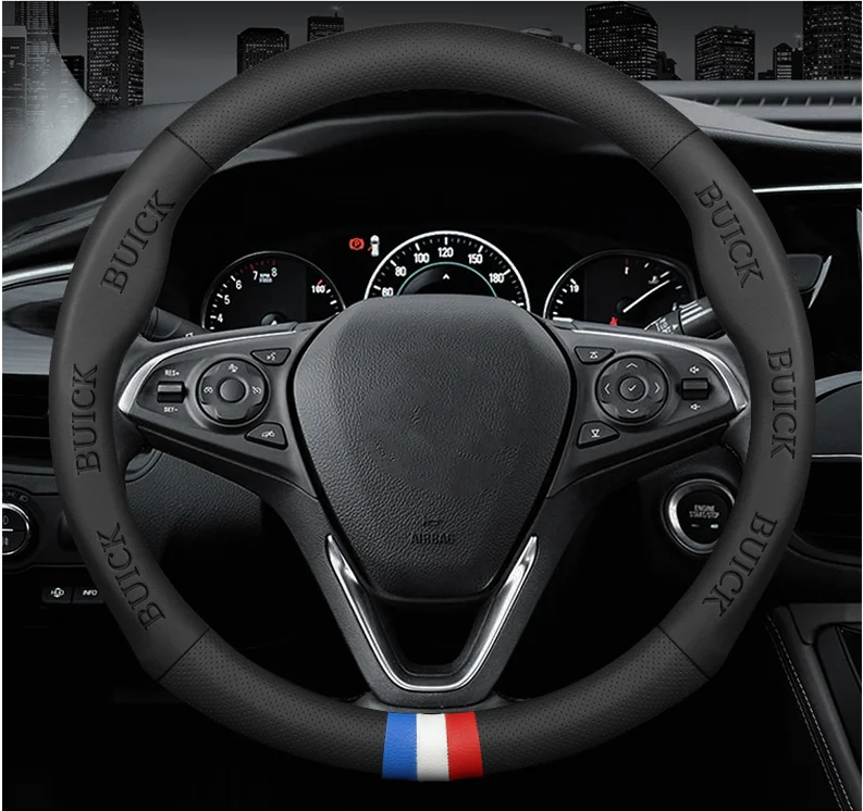 

Car 3D Embossing Logo Breathable Steering Wheel Cover For Buick Regal Excelle Verano Envision Lacrosse Encore Riviera Enclave