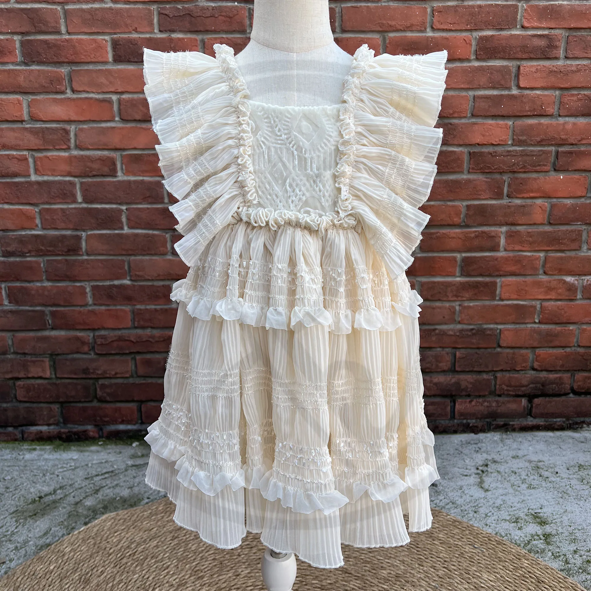 Ruffle Princess Dress Photo Shoot Props Dot Wrinkle Cotton Baby Girl Floral Costume Kid Clothing Photography Accessories