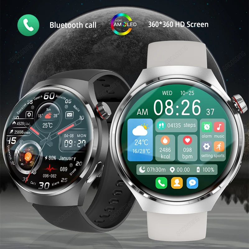 

GT4PRO Smart Watch Men AMOLED 360*360 HD Screen Blood Oxygen Blood Pressure Watch Smart Heart Rate Bluetooth Call Smartwatch NFC