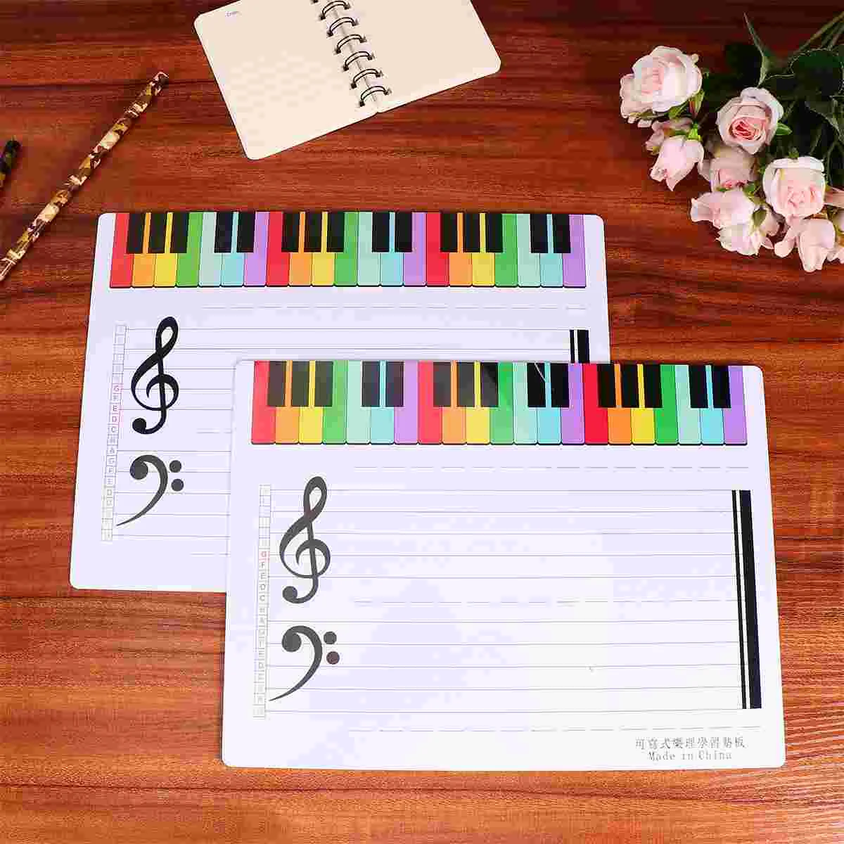 

2pcs Note Symbol Teaching Set Magnet Dry Erase Board Musical Teaching Practice Aid- Size