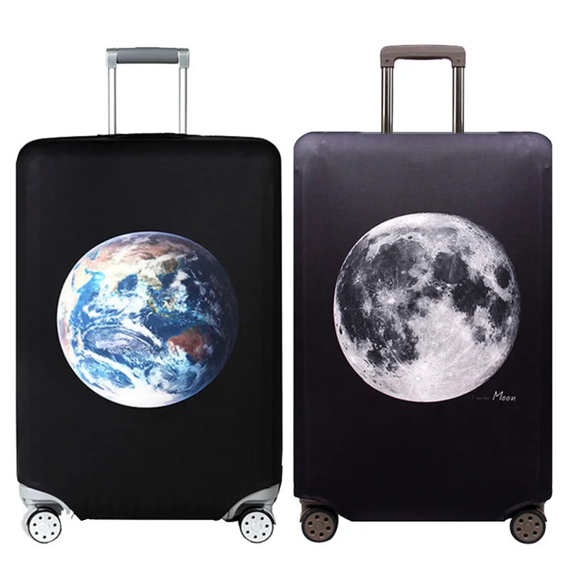 Elastic Luggage Cover Moon Earth Luggage Protective Covers 18-32 Inch Trolley Case Suitcase Case Dust Cover Travel Accessories