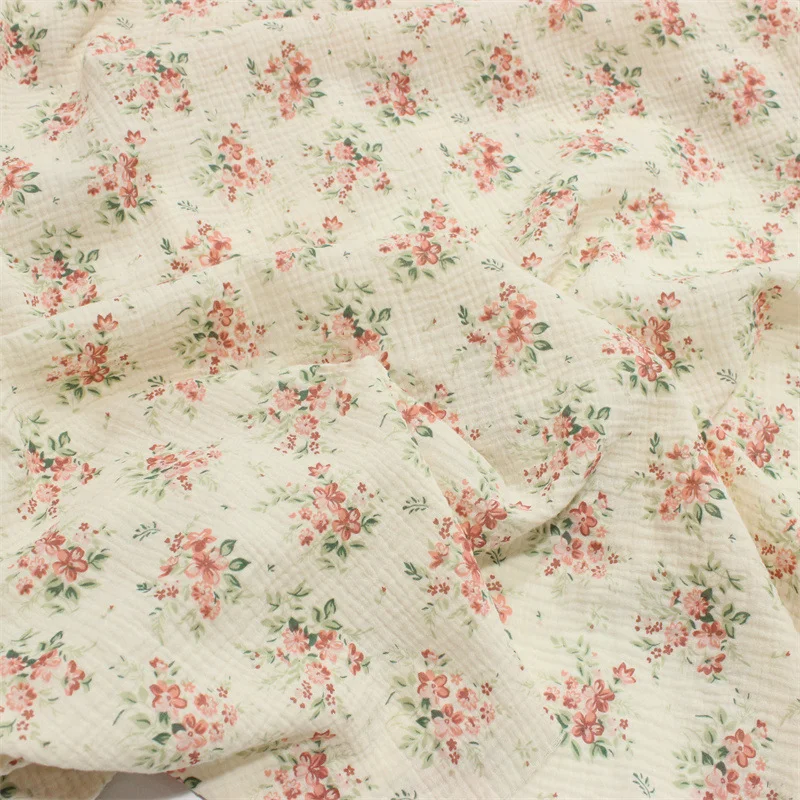 

Double Gauze Cotton Crepe Fabric High Quality Pure Cotton Seersucker Fabric for DIY Sewing Quilting Patchwork Baby Clothes Dress