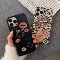personality cute lips leopard print female soft case for iphone 11 12 13 pro max 7 8 plus xr x xs se 2020 anti drop cover fundas