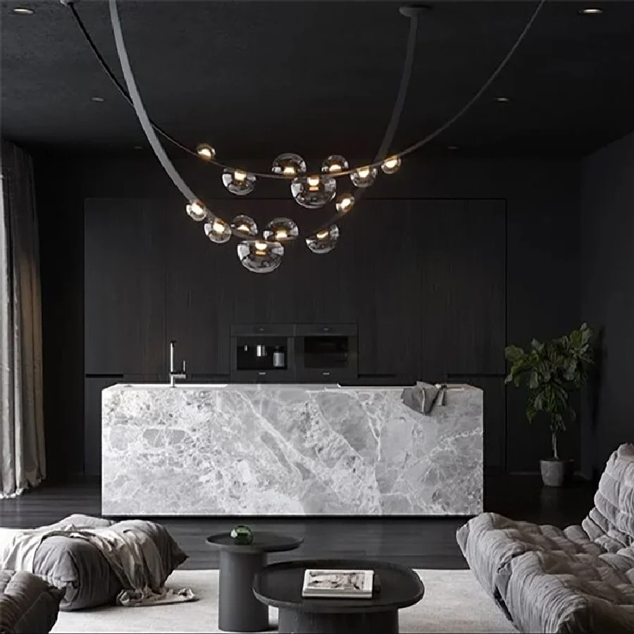 

Novelty Modern Leather LED Chandelier Creative Lighting Dining Room Island New Design Hanging Lamp for Restaurant Bar Decoration