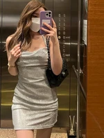 weiyao fairy fashionable sequins bodycon mini dresses fall glitter backless strappy pink sexy short shiny high waist dress