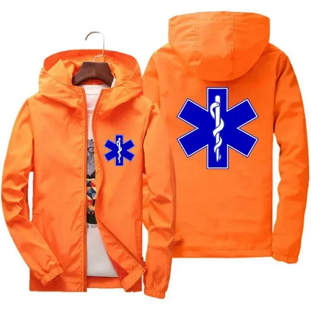 Мужская непродуваемая куртка-бомбер на молнии с надписью звезда жизни