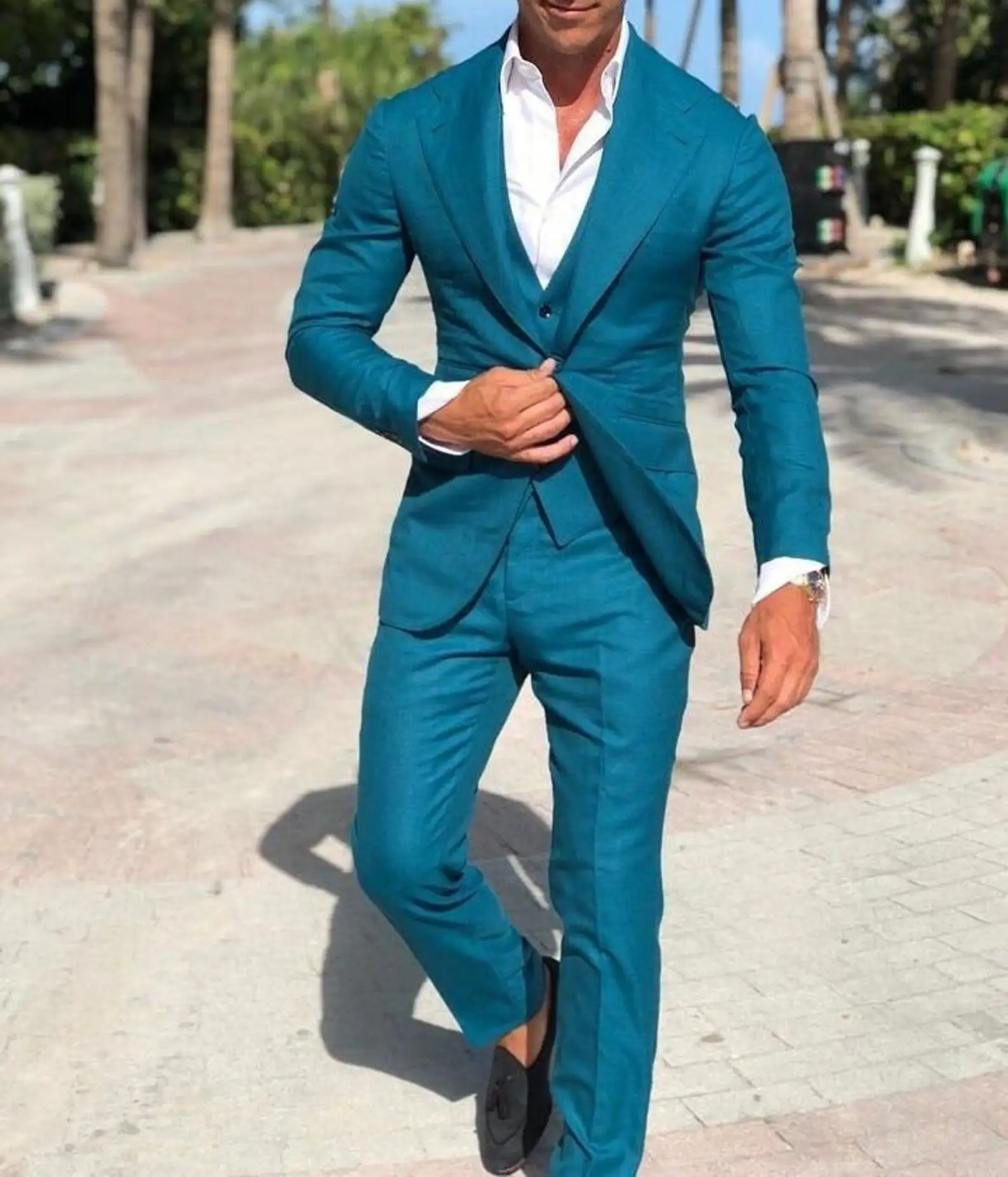 Men's Suit Wedding Tuxedos Groom Latest Notch Lapel Slim Fit Dinner Prom Custom Three Pieces Jacket+Pants+Vest Trajes De Hombre