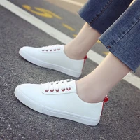 white shoes for women 2022 spring and summer new korean style low cut round head canvas shoes design sense trendy lace up casual