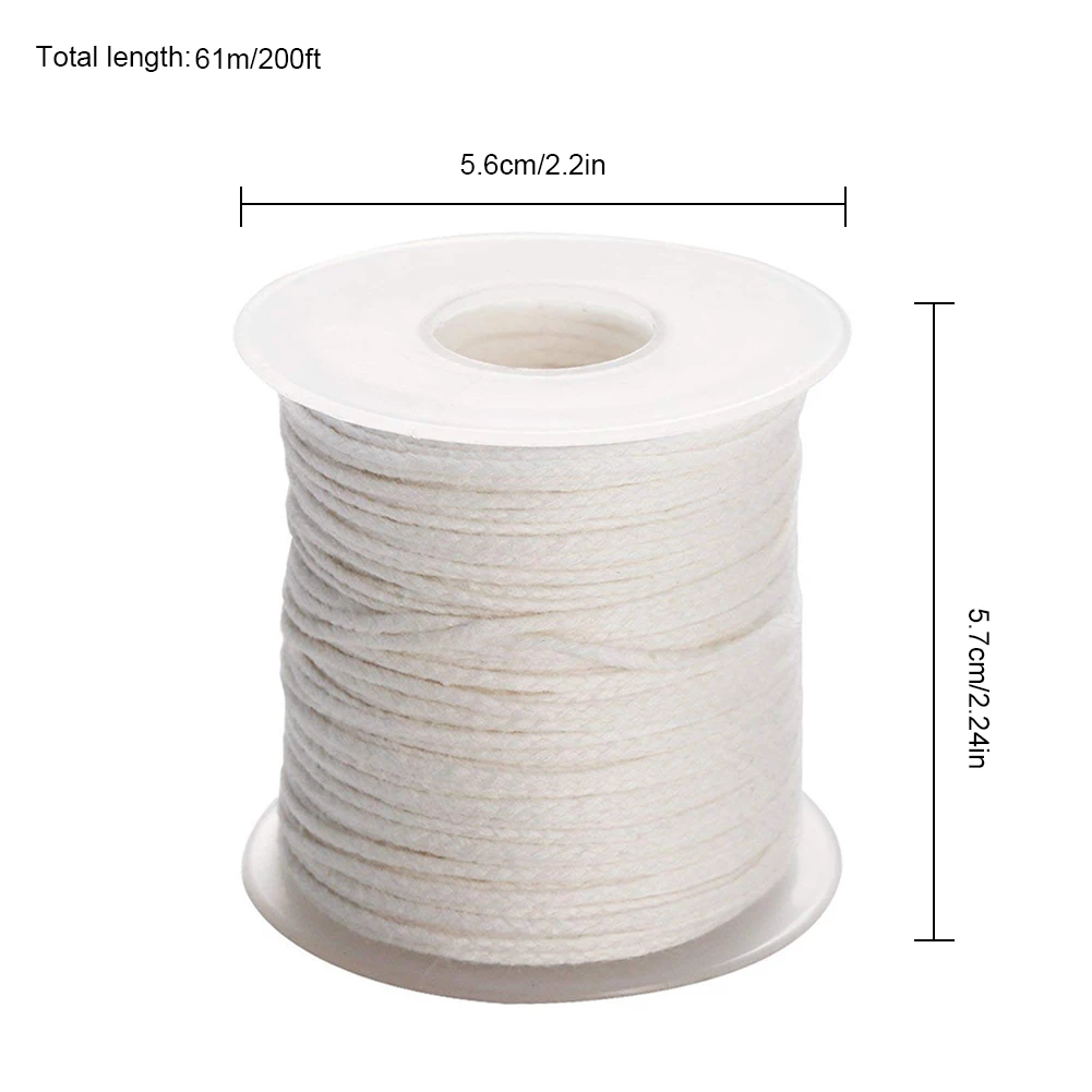 

1 Roll 200 Feet 61M White Candle Wick Cotton Candle Woven Wick for Candle DIY And Candle Making