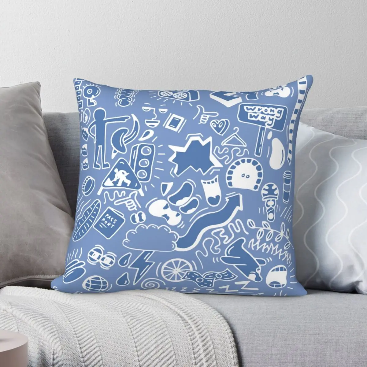 

Blue Life Pillowcase Polyester Linen Velvet Creative Zip Decor Pillow Case Sofa Cushion Cover