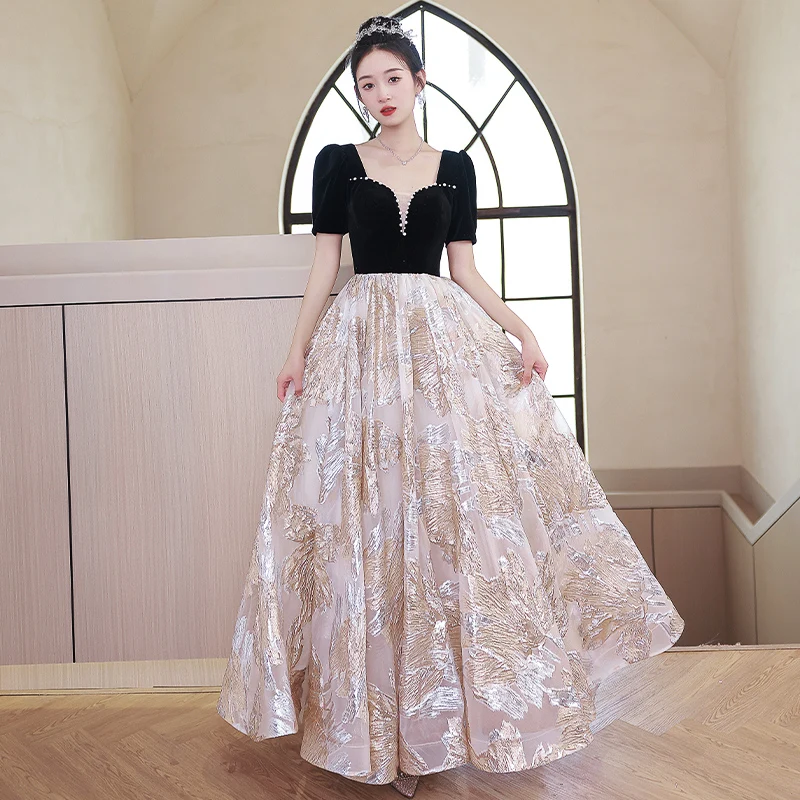 

Luxury Evening Dresses Long 2023 Square Neck A-Line Floor-Length Long Prom Gowns Women Special Occasion Dresses